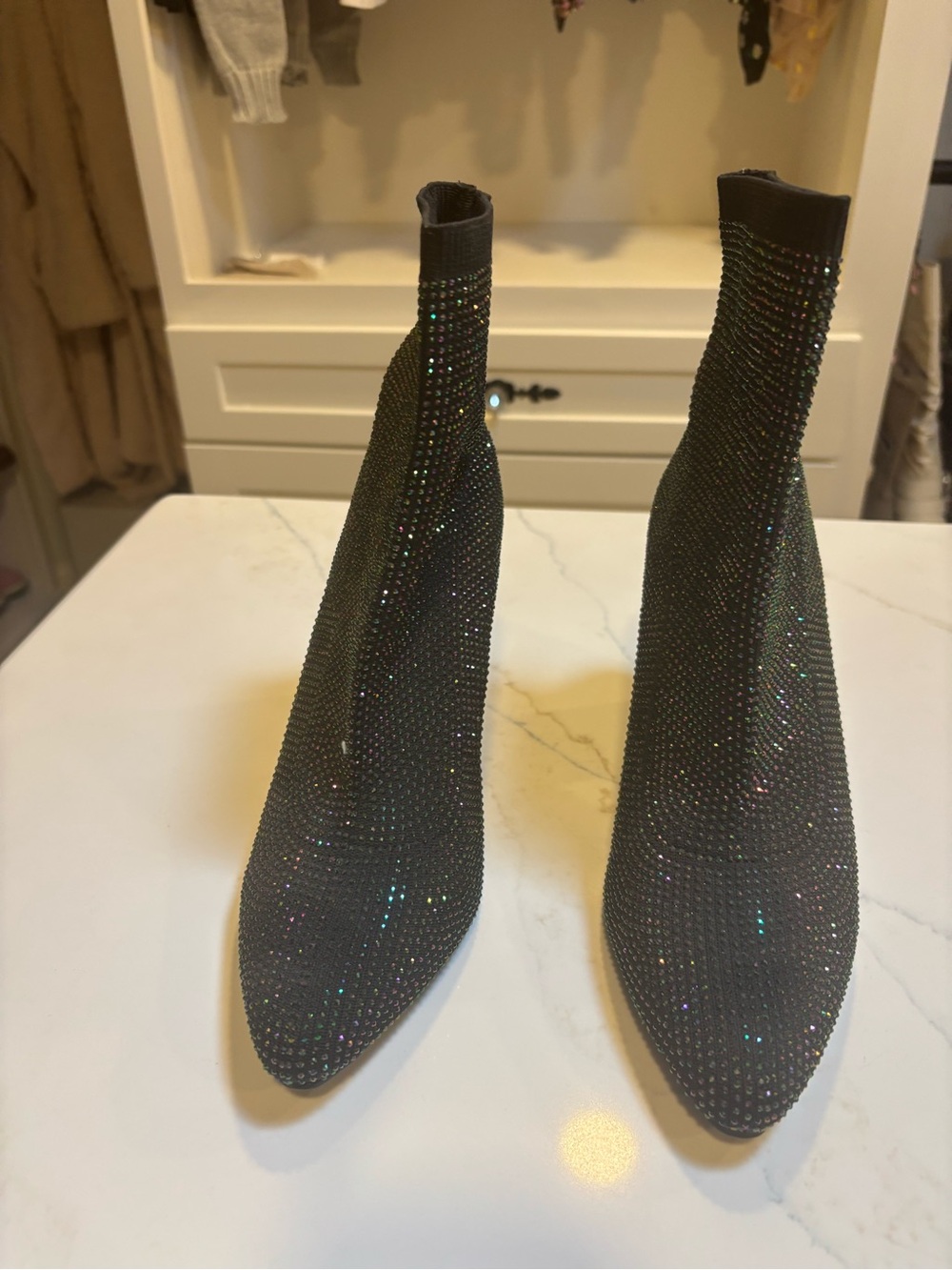 NWOT Black Embellished Stretch Sock Booties - Women